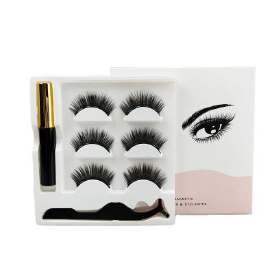 China Wholesale Magnetic Eyelashes Magnetic False Eyelashes Natural Eyelashes 3 Pairs Magnetic Eyeliner And 3d Magnetic Highlights 043# for sale