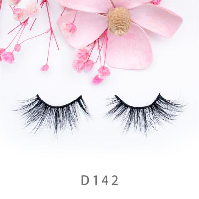 China Long False 13MM-18MM Natural Mink Eyelash 6D Mink Silk Black Cotton Customized own brand D142 for sale