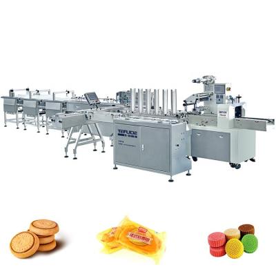 China Full Automatic Food Square Form Machine Cookies Cookies Packing Line, Cookie Tray Feeder Packing Line /Processing Line for sale