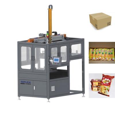 China Food Family Pack Cardboard Palletizer Cartons Solution Biscuit Collection And Loading Secondary Packing Line for sale