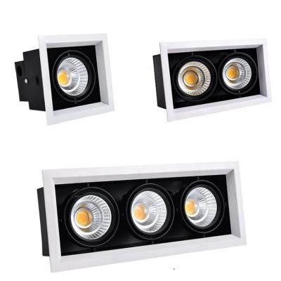 China Hotel modern single saa 5w 10w triple head double angle cob adjustable square led recessed grill downlight for sale