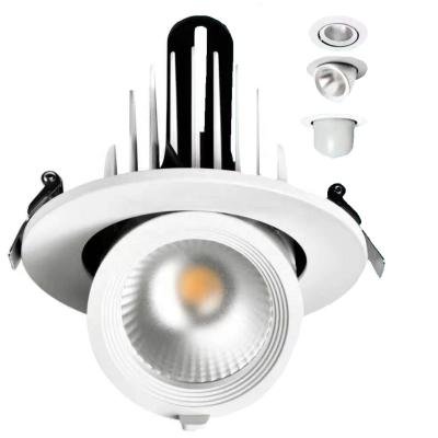 China Modern australian hotel saa 12w 18w 30w 5 inch 40w cob spot lamp recessed adjustable angle led gimbal downlight for sale