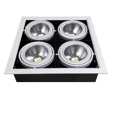 China Modern saa four 4 head 7w 12w ceiling lamp ar111 cob grill spot light fixture square recessed led downlight housing for sale