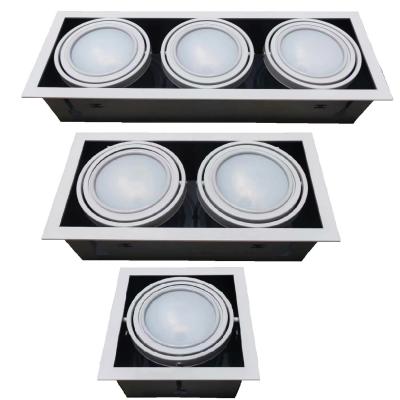 China Modern frosted saa milky multi spot ar111 twin head adjustable three square led recessed grill light cob downlight for sale