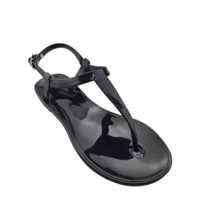 China Fashion Trend New Arrival Simple Comfy Non-slip Firm Firm Non-slip Adjustable PVC Flat Bottom Buckle Jelly Sandals Slipper Women for sale