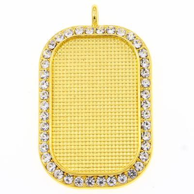 China Other Time Rectangular 24*38mm Dot Drill Alloy Necklace Pendant Jewelry Accessories DIY Gemstone Base for sale