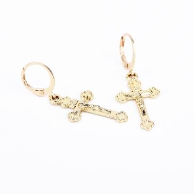 China Gold Plating Body Piercing Jewelry Gold Plating Jesus Cross Earrings for sale