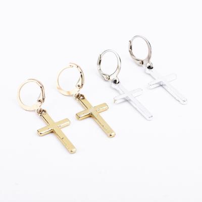 China Gold Plating Yiwu Jewelry Fine Smooth Simple Simple Cross Earrings Mini for sale