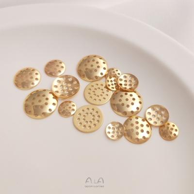 China Gold plated 14K gold plated round dish unkempt net head jewelry brooch headwear diy handmade material for sale