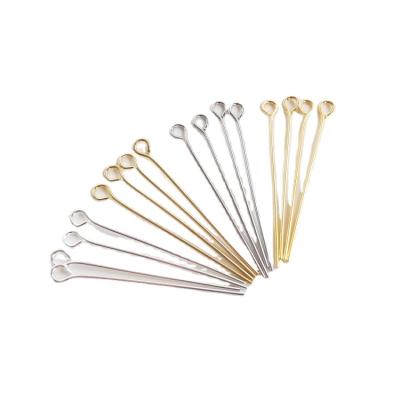 China 18K14K silver gold plated accessories 9 word needle bead threading round earrings diy jewelry needle head t pendant Y3 material for sale