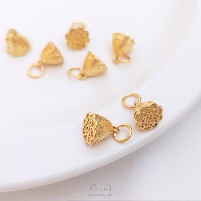 China Gold Plated Jewelry Pendants DIY Necklace Preservation Bracelet Handmade Pendant Jewelry Accessories Color Lotus Pendant for sale