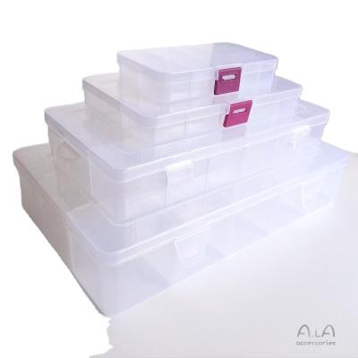 China Multi-compartment transparent plastic storage box jewelry box classification lattice detachable jewelry box for sale