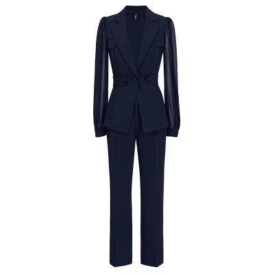 China High Quality Deep V Neck Women's Breathable Office Pants Casual Fashion Ensemble Suits And Tuxedo Women's Suits for sale