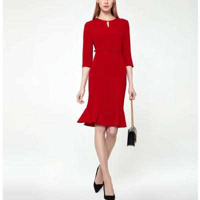 China 2022 Custom Anti-wrinkle Polyester High End Ladies Dress New Slim Top Dress Skirt for sale