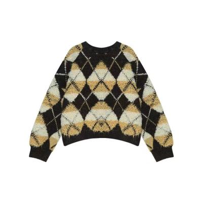 China 2022 autumn and winter retro breathable diamond contrast sweater women loose lazy large size knitted sweater for sale