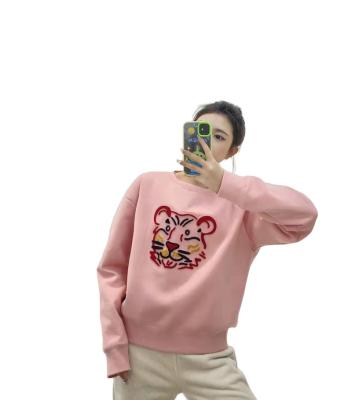 China Breathable Super Quality Women's Three-dimensional Color Tiger Sweater Embroidered Casual Cute Loose Sweater for sale