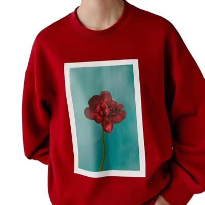 China OEM Quality Breathable Ladies Flower Printing Loose Sweater Pullover Spring Autumn Sweater for sale