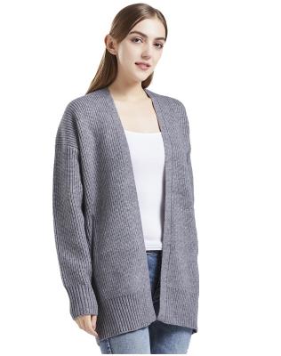 China 2022 Latest Recycled Anti-wrinkle Fabric Knitted Sweater Women's Loose Mid Length Soft Long Sleeve Knitted Cardigan Plus Size Cardigan for sale