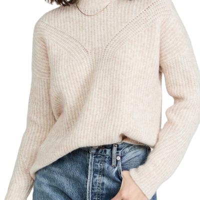 China Custom Fashion Women Sweater 2022 Fashion Women's Breathable Knitted Casual Ribbed Sweater for sale