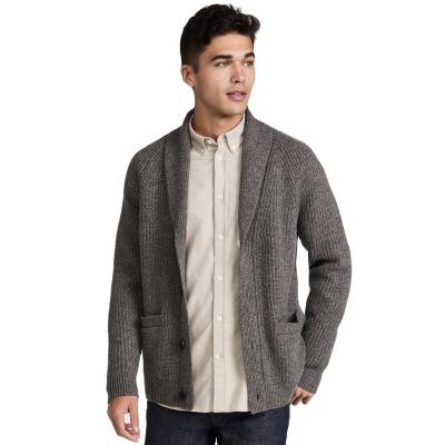 China 2022 Custom Button Shawl Collar Cardigan Men Sweater Placket Front Pocket Men Breathable Cardigan for sale