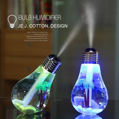 China Car Creative Design Bulb Lamp Humidifier Portable Mini Usb  Led Light Aroma Diffuser For Home Car Office Showcase Decoration for sale