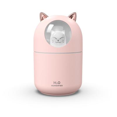 China Car Popular Style Happy Kitty Humidifier  Custom Logo Mini 300ml Warm Night Light  Essential Oil Diffuser For Home Car Office for sale