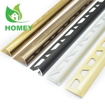 China Modern Porcelain 10mm Quarter Edge Round Aluminum Tile Corner Trim for sale