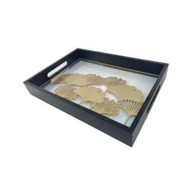 China Ginkgo Biloba Design Wooden Serving Tray Customized Accepted for sale