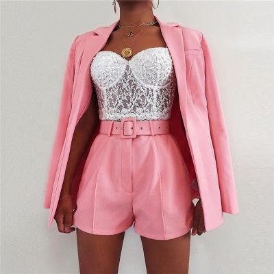 China Breathable Women's Suits And Lady Business Suits Blazer Tuxedo Women's Jacket Shorts Two Piece Set Women's Suits for sale