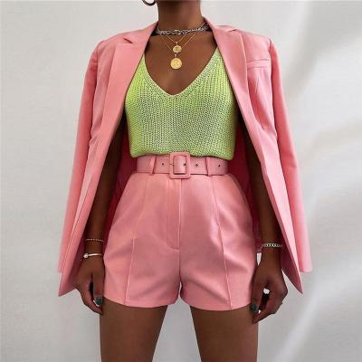 China Breathable Feminine Suit Lady Western Wear For Office Suits Blazer Shorts 2 Piece Set Women for sale