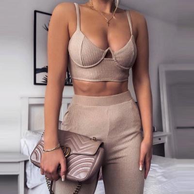 China 2021 New Design OEM ODM Full Body Female QUICK DRY Suit Bare Bra Pants Sets Women Clothing 2 Piece Pants Sets Women for sale