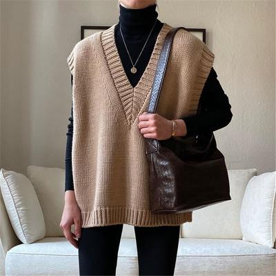 China Wholesale Sweater Vest Pullover Sleeveless Knit Sweaters Oversized Breathable V-Neck Knitted Vest Sweater Pullover Sleeveless for sale