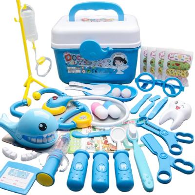 China Simulation Doctor Toy with Sound and Light Children's 38 Piece Doctor Cart Toy Set Tool Medical Box Nurse Injection Stethoscope Baby Set Children's Toy Play House for sale