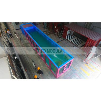 China Prefab Steel Low Price Mobile 20 Ft Swimming Pool Acrylic Fiberglass Container for sale