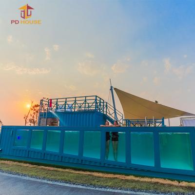 China Modern 40ft container swimming pool with unique wave system appearance and novel shape for sale