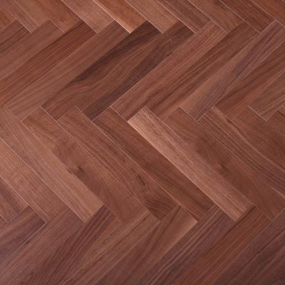 China 2022 New Arrival Wholesale Cheap Herringbone Engineered Wood Flooring Anti-slip Waterproof Wear Resistant Poplar Workmanship Black Walnut for sale