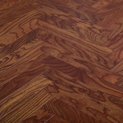 China Waterproof Anti-slip Wear Resistant Products Hot High Grade Multilayer Elm Embossed Engineered Herringbone Wood Flooring for sale