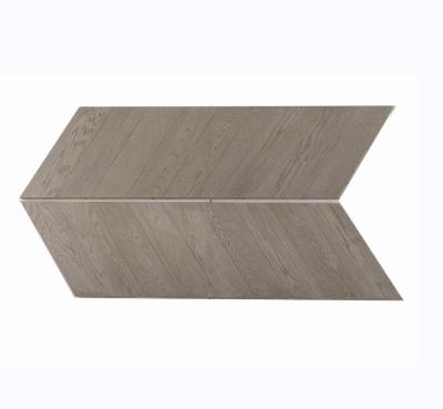 China Factory direct supply anti-slip waterproof wear-resistant natural oak brushed herringbone tile solid wood flooring with snap connection for sale