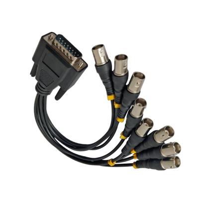 China Environmental Friendly Custom DVR To BNC-DB15 Cable For DB15 To 8 BNC Cable Harness for sale