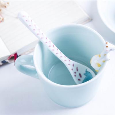 China Korean Style Customized Viable Cat Shadow Green Animal Cup Color Ceramic Mug Gift Color Wholesale Ceramic Cup for sale