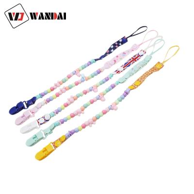 China Colorful Handmade Baby Pacifier Clip Chain BPA Free Wholesale Anti-Drop Chain Holder Pacifier Clip Chain for sale