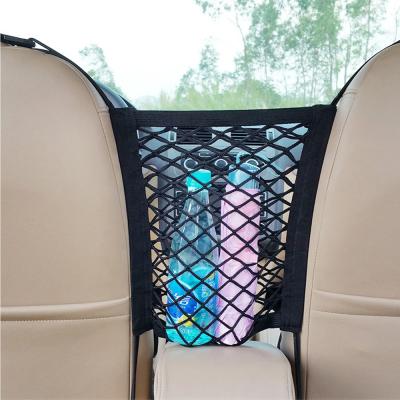 China Mesh Net Car Storage Bag Interior Rear Seat Trunk Storage Bag Elastic Business Car Seat Pocket Accessories Bag for sale