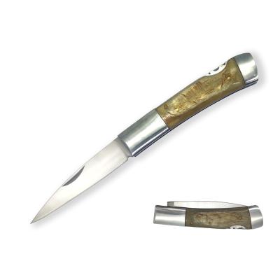 China Factory direct 440c steel horn and goat handle Non-variable outdoor lock EDC pocket knife back for sale