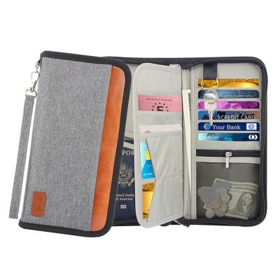 China Long Zipper Family Travel Document Organizer Capacious RFID Passport Holder Wallet Large Capacity Card Holder Passport Document Package for sale