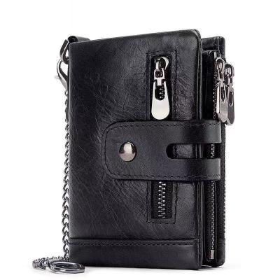 China 2022 New Men's Wallet Fashion Hot Selling Anti-theft Large Capacity Buckle Retro Zipper Leather Coin Purse Anti-theft Clutch for sale