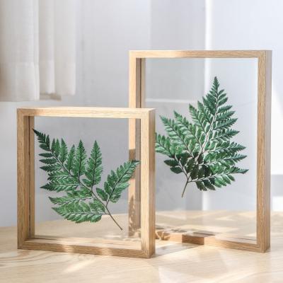 China HOME DECOR Wholesale Creative Wooden Herbarium Bilateral Glass Photo Frame Wood Picture Frame Glass Photo Frame 5 6 7 8 9 10Inch Double for sale