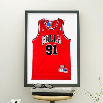 China High Quality Environmentally Friendly Basketball Tank Top Display Box Sights Wall Mounted Large Size Wooden Tank Top Display Photo Frame for sale