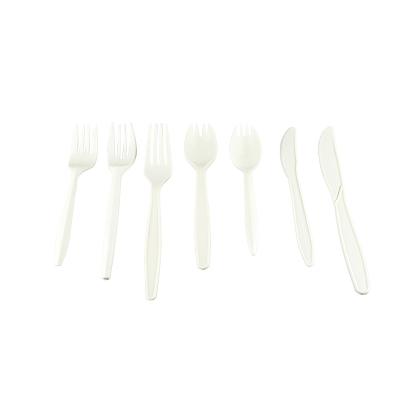 China 100% PP Cutlery Fork Knife Fork Spoon Fruit Salad Cornstarch Cutlery Set Biodegradable Customizable Disposable Dinner Set for sale