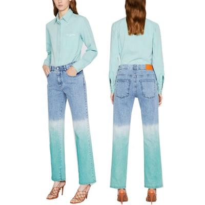 China High quality QUICK DRY QUICK DRY high quality street use girl's long pants washed denim tie dye women jeans pants for sale