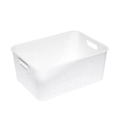 China New Arrival Medium Size Folding White Durable Folding Home Plastic Bathroom Storage Basket for sale